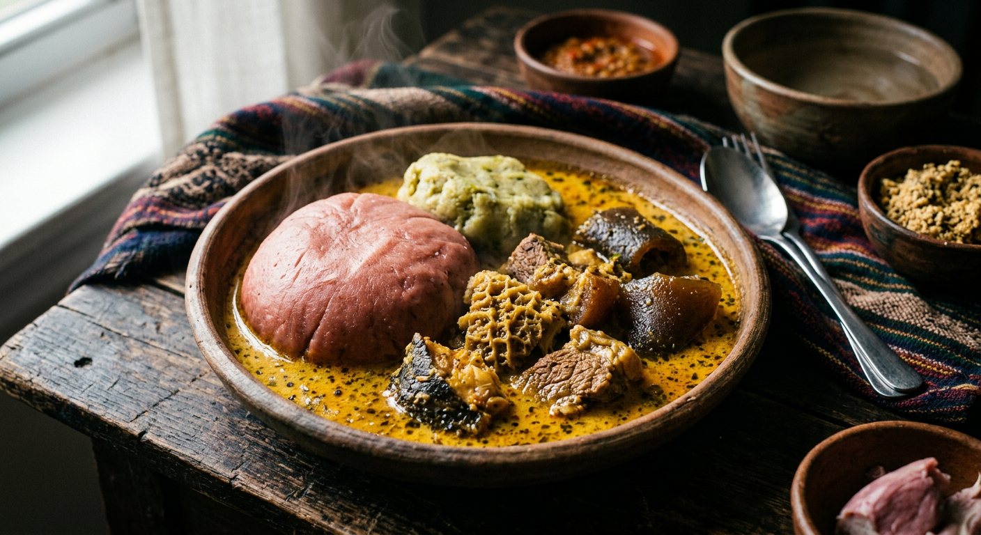 Achu (Pounded Cocoyam with Yellow Limestone Soup) — Cameroon