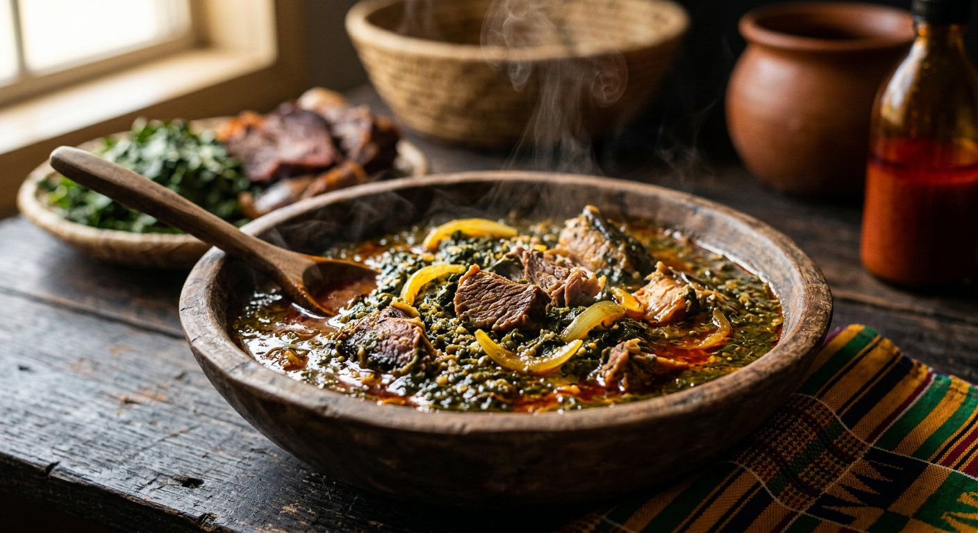 Bambucha (Cassava Leaf Broth with Smoked Meat) — Equatorial Guinea
